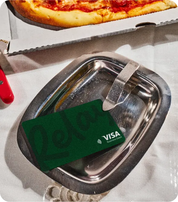 A table with a relay card and food