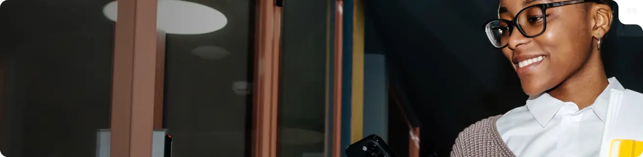 A woman looking at her phone